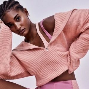 For Love & Lemons Ryan Half-Zip Sweater in Pink